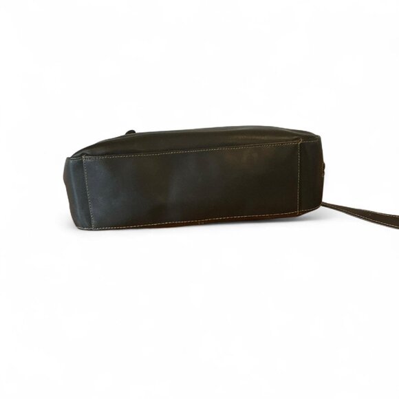 Black and brown faux leather shoulder bag with adjustable strap - Picture 3 of 4